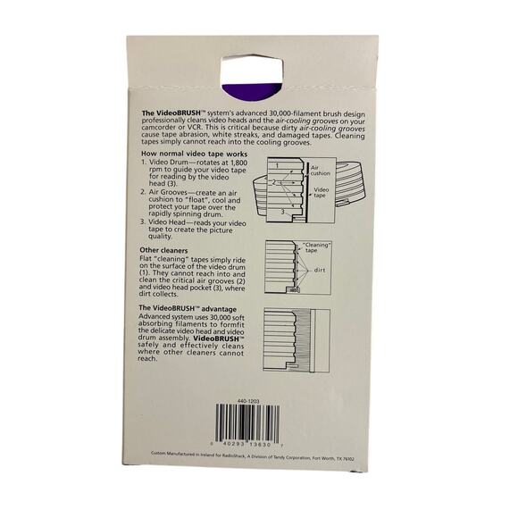 RadioShack VideoBRUSH VHS Cleaning Cassette w/ Manual & Fluid Vintage - Picture 3 of 8